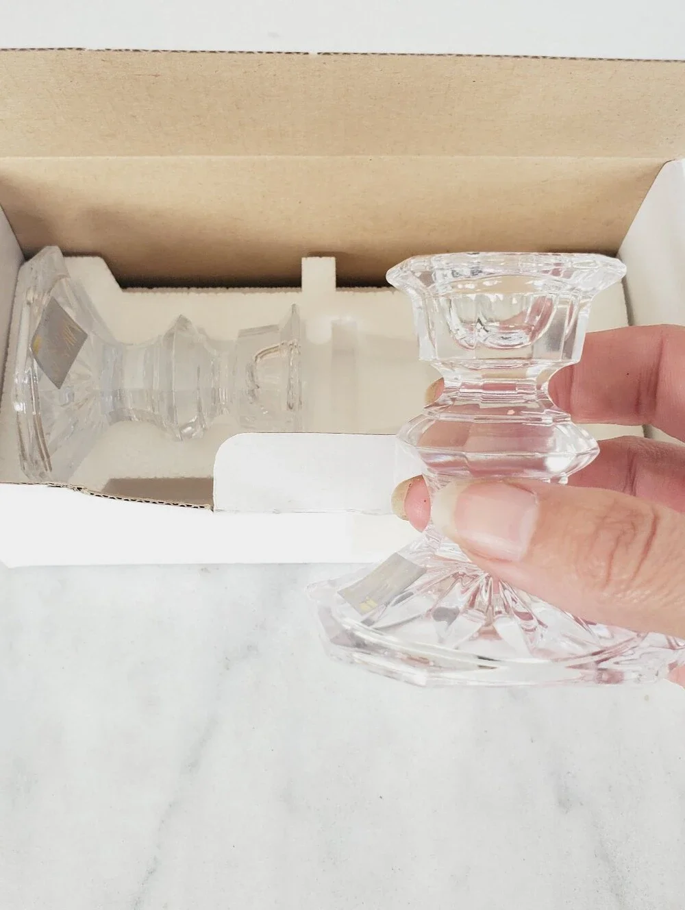 NEW in Box 2 Pcs vintage mikasa crystal clear candlesticks Candle Holder